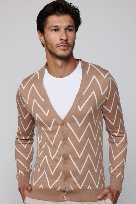 Erkek Slim Fit Dar Kesim Jakarlı Yumuşak Dokulu Düğmeli Hırka