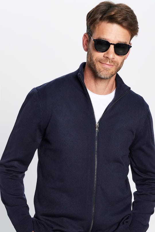 Erkek 3lü Paket Siyah-Lacivert-Gri Slim Fit Dar Kesim Dik Yaka Fermuarlı Düz Hırka