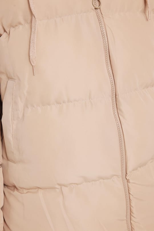 Kadın Relax Fit Rahat Kesim Su Geçirmez Kapüşonlu Camel Mont