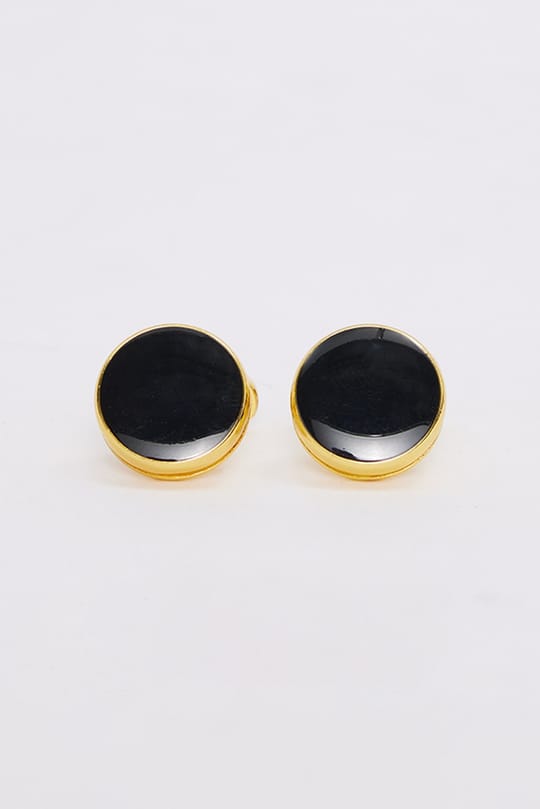 Erkek Oval Gold Detaylı Siyah Kol Düğmesi