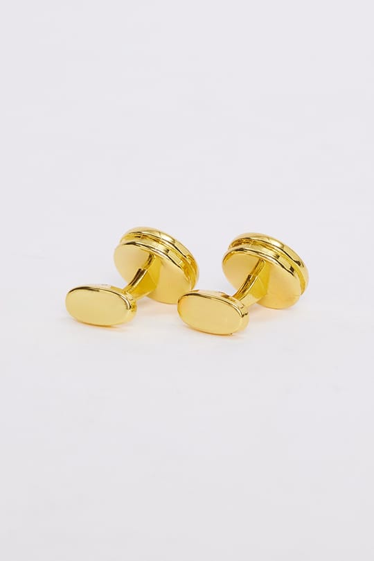 Erkek Oval Gold Detaylı Siyah Kol Düğmesi