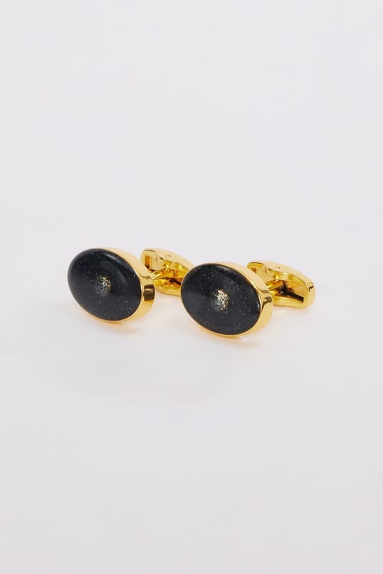 Erkek Gold Renk Oval Simli Görünümlü Kol Düğmesi