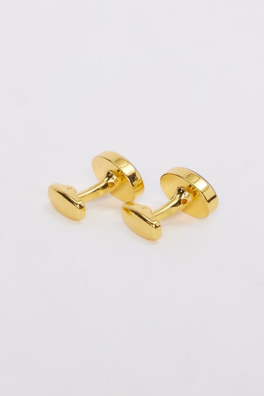 Erkek Gold Renk Oval Simli Görünümlü Kol Düğmesi