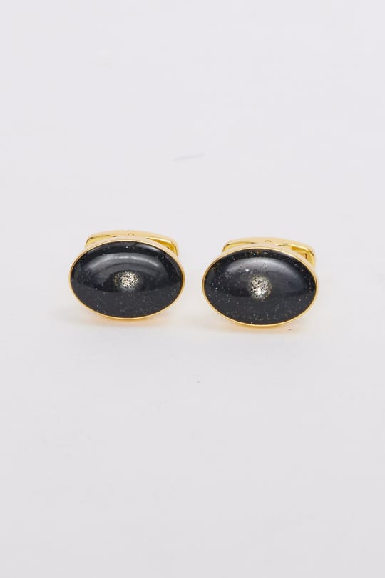 Erkek Gold Renk Oval Simli Görünümlü Kol Düğmesi