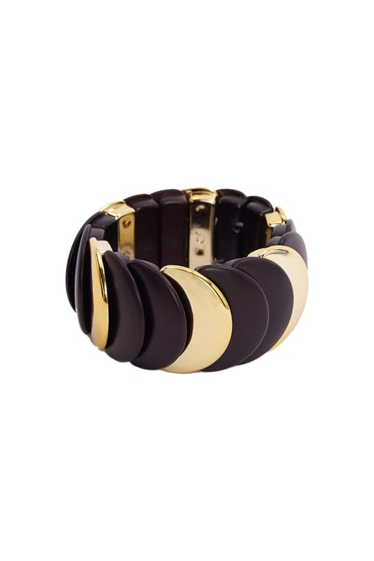Kadın Modern Görünümlü Gold ve Kahve Tonlu Elastik Bileklik