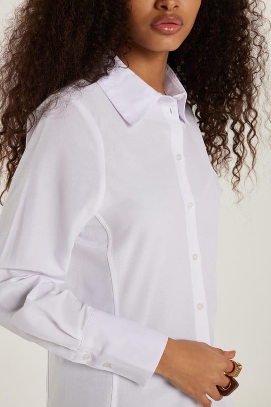 Kadın Slim Fit Dar Kesim Pamuklu Pensli Beyaz Gömlek