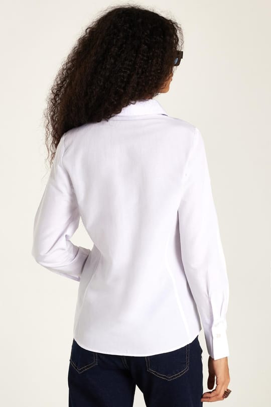Kadın Slim Fit Dar Kesim Pamuklu Pensli Beyaz Gömlek