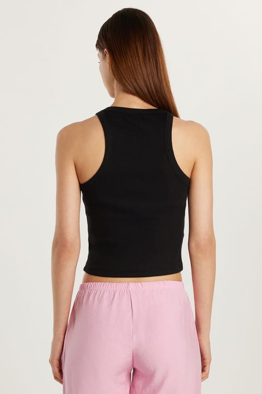 Kadın Slim Fit Halter Yaka Modal Kumaş Siyah Body Atlet