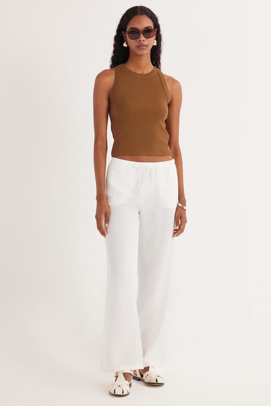 Kadın Slim Fit Halter Yaka Modal Kumaş Kahverengi Body Atlet