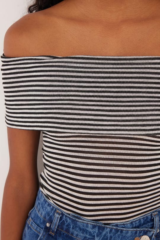 Kadın Slim Fit Dar Kesim Çizgili Straplez Bluz