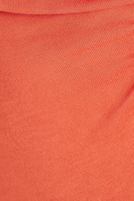 Kadın Modal Kumaş Slim Fit Dar Kesim Sıfır Kol Bisiklet Yaka Turuncu Elbise