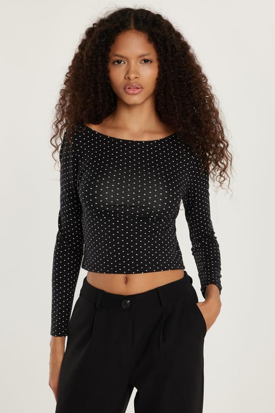 Kadın Slim Fit Dar Kesim Sırt Detaylı Siyah Bluz