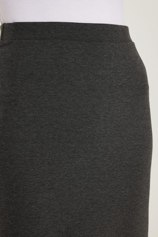 Kadın Slim Fit Dar Kesim Beli Lastikli Viskon Kumaş Midi Boy Gri Etek