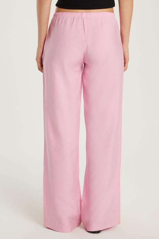 Kadın Regular Fit Beli Lastikli Modal İspanyol Paça Pembe Pantolon