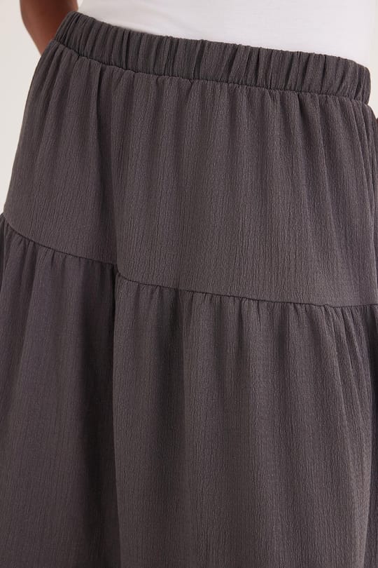 Kadın Regular Fit Pamuklu Düz Antrasit Etek