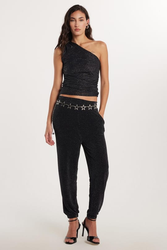 Kadın Slim Fit Dar Kesim Lastikli Paça Siyah Pantolon