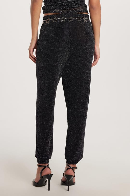 Kadın Slim Fit Dar Kesim Lastikli Paça Siyah Pantolon