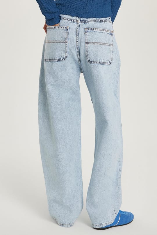 Kadın Regular Fit Yan Cepli Baggy Balon Mavi Jean Kot Pantolon