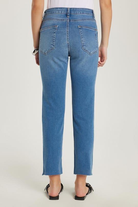 Kadın Slim Fit Dar Kesim Kısa Boru Paça Mavi Jean Kot Pantolon