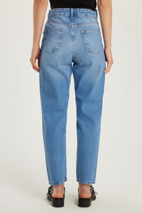 Kadın Regular Fit Boru Paça Mavi Jean Kot Pantolon