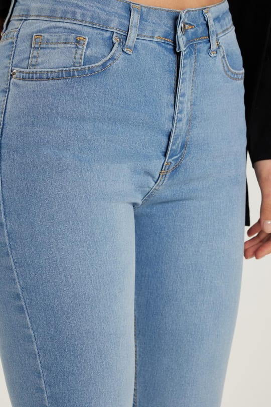 Kadın Regular Fit Likralı İspanyol Paça Mavi Jean Kot Pantolon