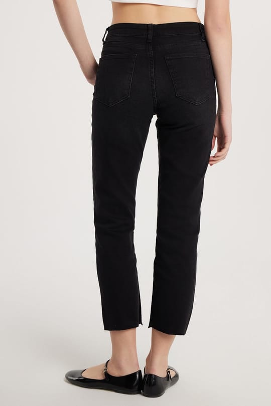 Kadın Regular Fit Cepli Geniş Paça Füme Jean Kot Pantolon