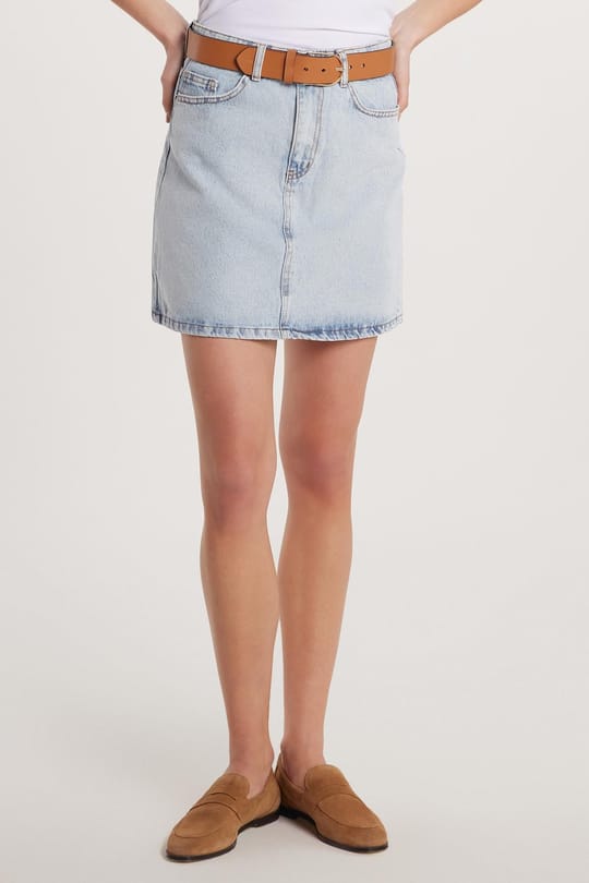 Kadın Slim Fit Dar Kesim Cepli Mini Denim Etek