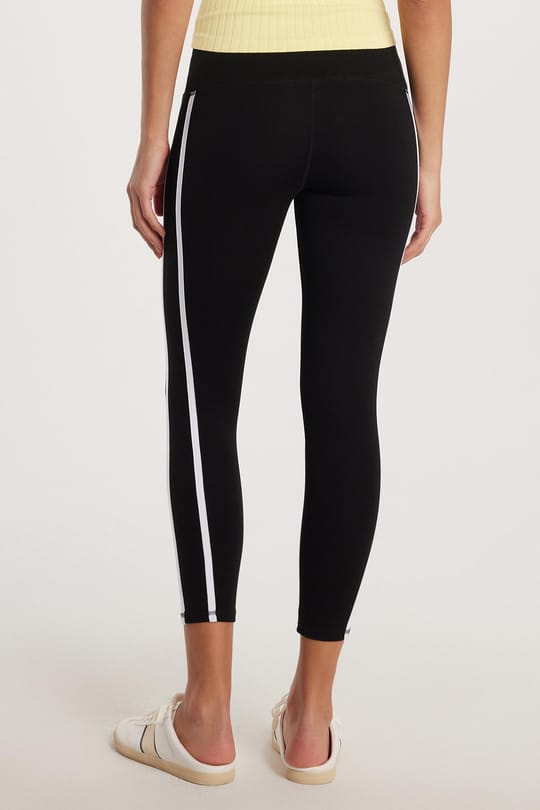 Kadın Slim Fit Dar Kesim Çizgili Dar Paça Siyah Tayt