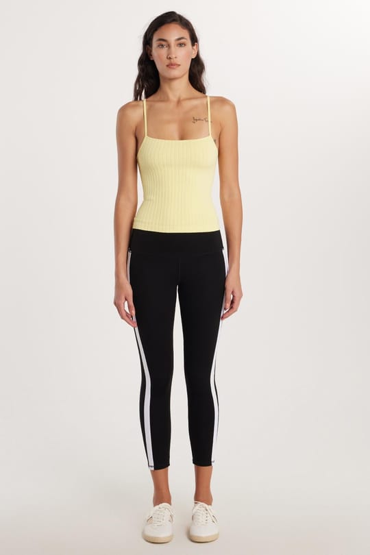 Kadın Slim Fit Dar Kesim Çizgili Dar Paça Siyah Tayt