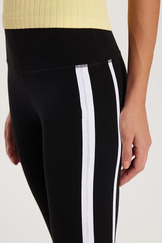 Kadın Slim Fit Dar Kesim Çizgili Dar Paça Siyah Tayt