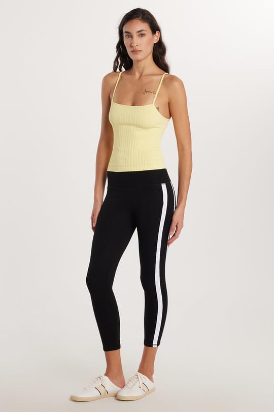 Kadın Slim Fit Dar Kesim Çizgili Dar Paça Siyah Tayt