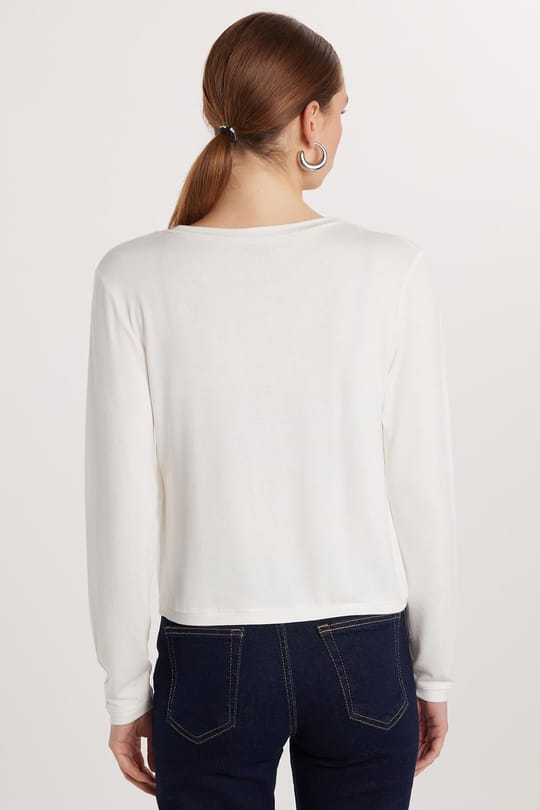 Kadın Slim Fit Dar Kesim Bağlamalı Uzun Kollu V Yaka Ekru Hırka