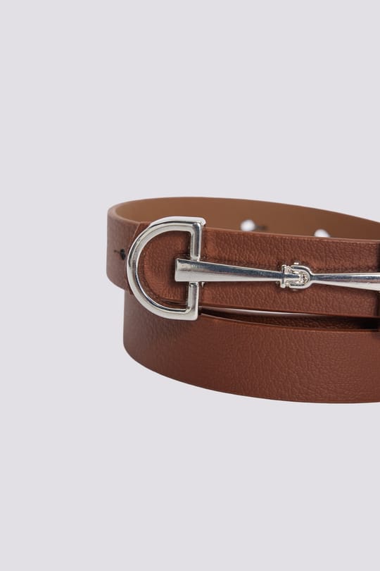 Kadın Modern Gümüş Renk Metal Tokalı 110 cm Standart Beden Taba Kadın Kemer 