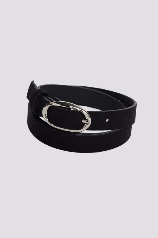 Kadın Oval Gümüş Tokalı 110 cm Standart Siyah Kadın Kemer