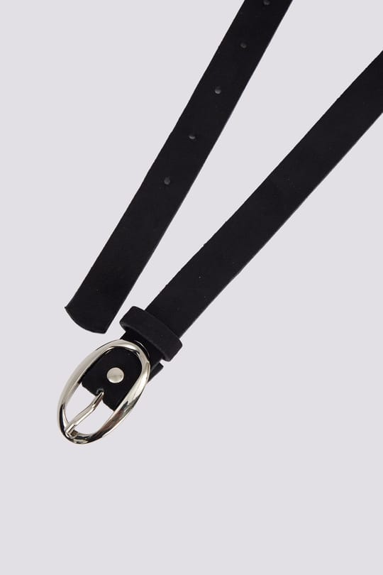 Kadın Oval Gümüş Tokalı 110 cm Standart Siyah Kadın Kemer
