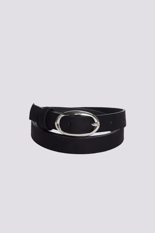 Kadın Oval Gümüş Tokalı 110 cm Standart Siyah Kadın Kemer
