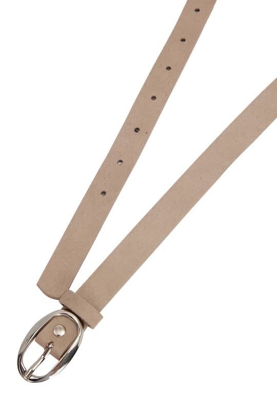 Kadın Oval Gümüş Tokalı 110 cm Standart Bej Kadın Kemer