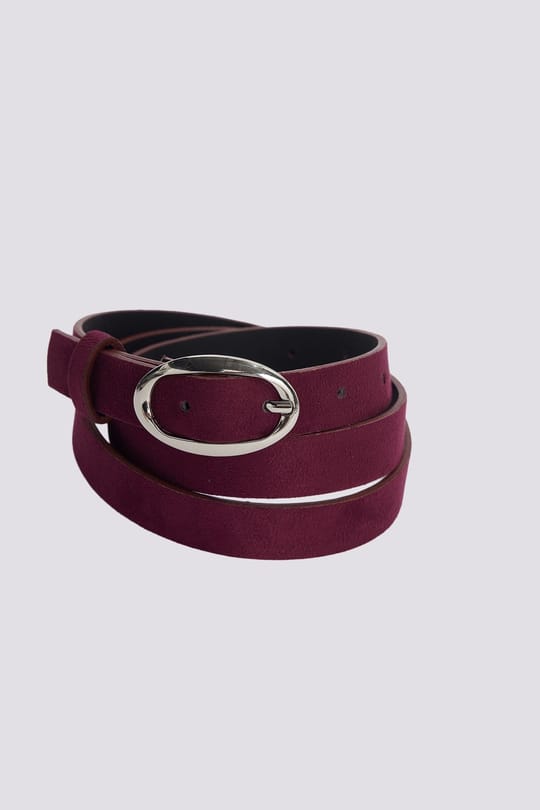 Kadın Oval Tokalı 110 cm Standart Bordo Kemer