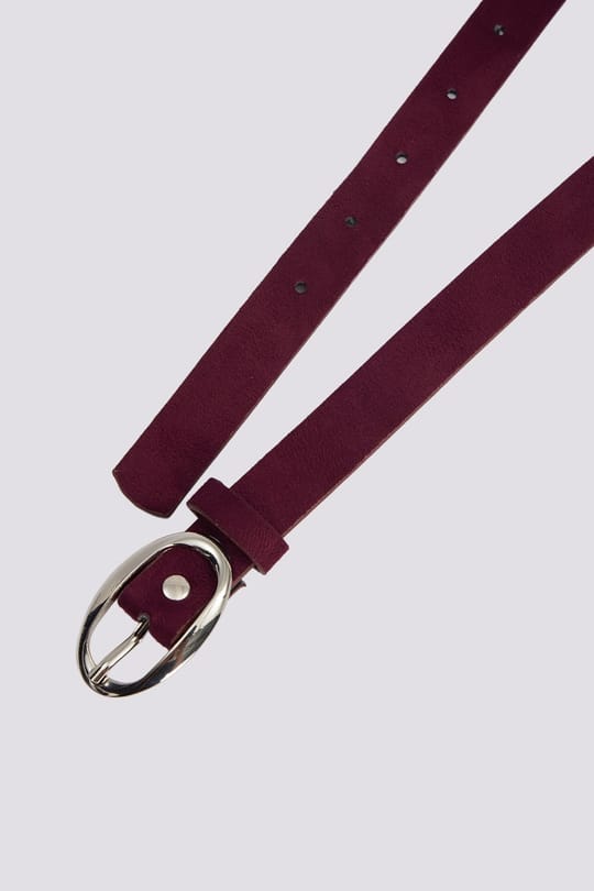 Kadın Oval Tokalı 110 cm Standart Bordo Kemer