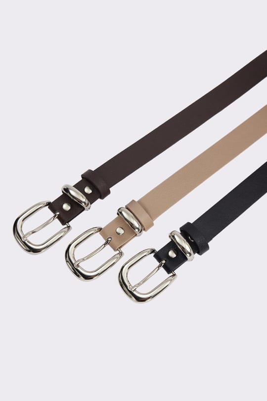 Kadın 3 cm 3lü Set Siyah-Bej-Kahverengi Kemer
