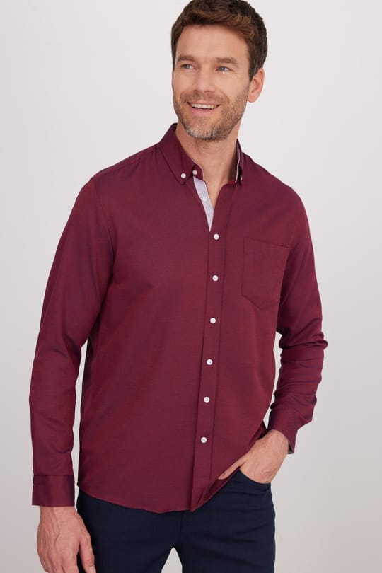 Erkek Regular Fit Klasik Kesim Düğmeli Yaka Pamuklu Kolay Ütü Oxford Düz Gömlek