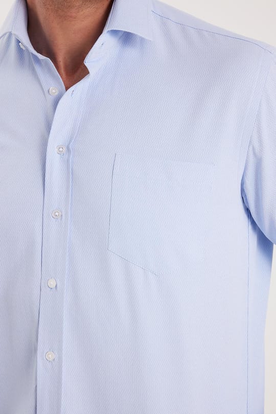 Erkek Regular Fit Klasik Kesim Desenli Mavi Gömlek