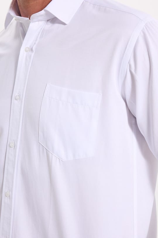 Erkek Regular Fit Klasik Kesim Pamuklu Düz Beyaz Gömlek