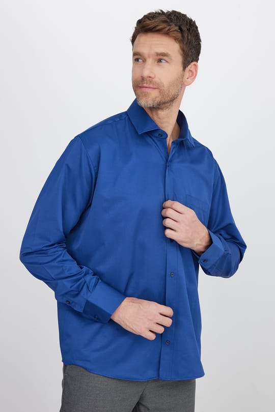 Erkek Regular Fit Klasik Kesim Pamuklu Düz Lacivert Gömlek