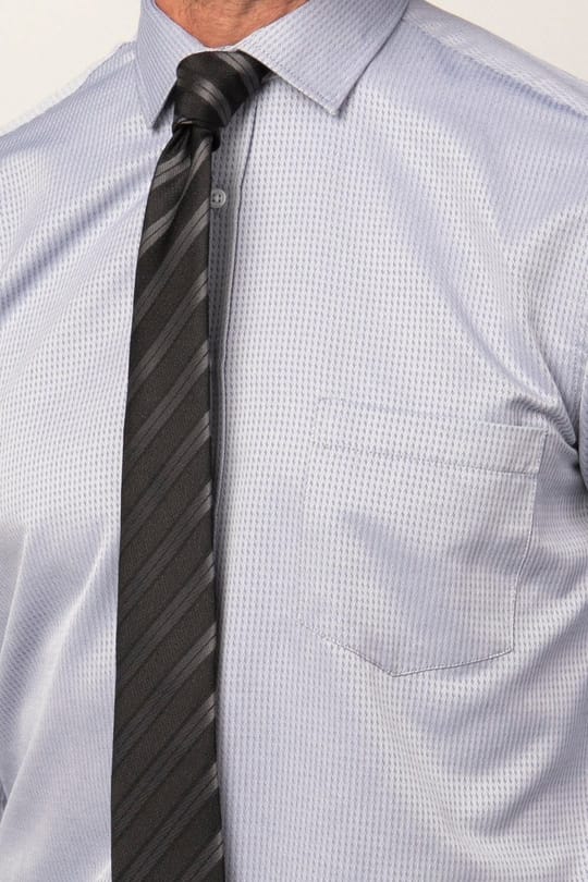 Erkek Regular Fit Klasik Kesim Pamuklu Kolay Ütü Armürlü Gri Gömlek