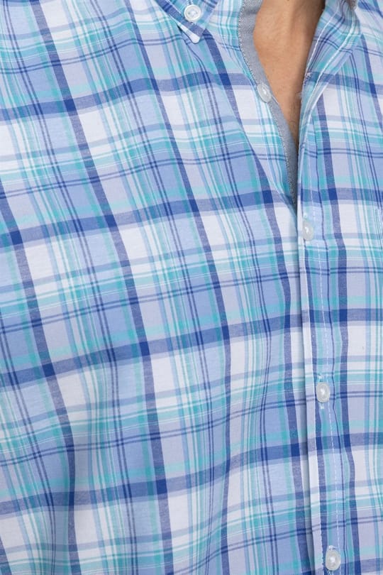 Erkek Regular Fit Klasik Kesim Pamuklu Tek Cepli Ekoseli Düğmeli Yaka Gömlek