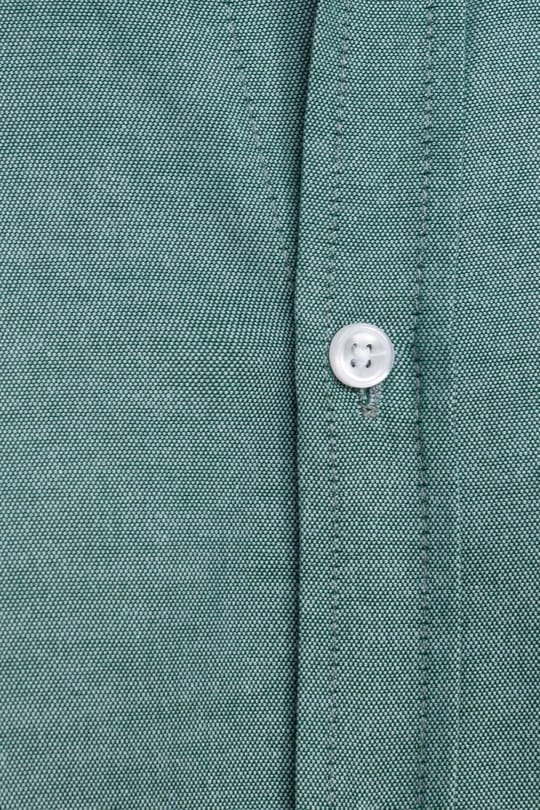 Erkek Regular Fit Klasik Kesim Oxford Doku Yaka Düğmeli Cepli Nakışlı Yeşil Gömlek