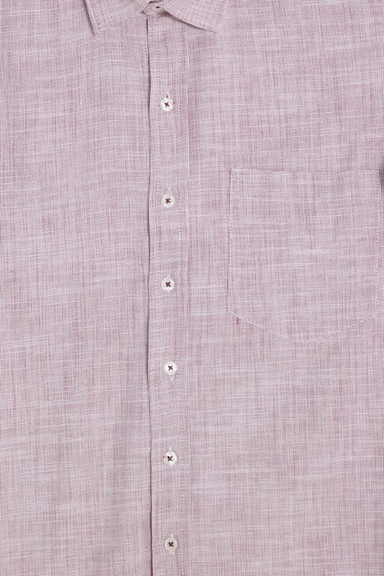 Erkek Regular Fit Klasik Kesim Oversize %100 Pamuk Keten Doku Bordo Gömlek