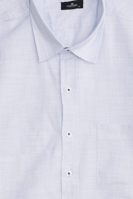 Erkek Regular Fit Klasik Kesim Oversize %100 Pamuk Keten Doku Mavi Gömlek