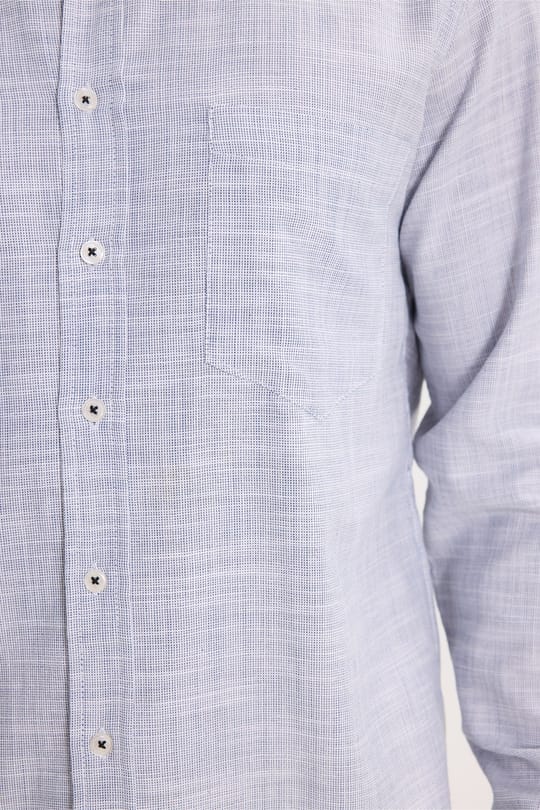 Erkek Regular Fit Klasik Kesim Oversize %100 Pamuk Keten Doku Lacivert Gömlek